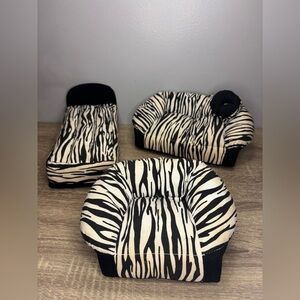 Barbie size Zebra Print Accent Chair and Sofa Set